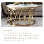 Casaconer | テーブル・ローテーブル・ネストテーブル・センターテーブル・2個セット・セラミックテーブル・入れ子式・幅70cm・幅50cm・ホワイト・リビングテーブル・コーヒーテーブル・サイドテーブル・座卓・収納付・引出付・大理石調・丸・円形・鏡面