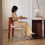 Casaconer | ダイニングチェア・モダンチェア・金属×天然木フレーム・布座面・ダイニングチェア・2色展開