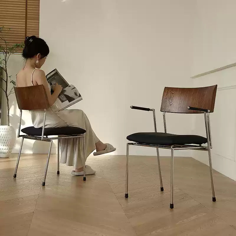 Casaconer | ダイニングチェア・木製背もたれ・スチール脚・幅50cm・肘掛けあり/なし・モダン・シンプル