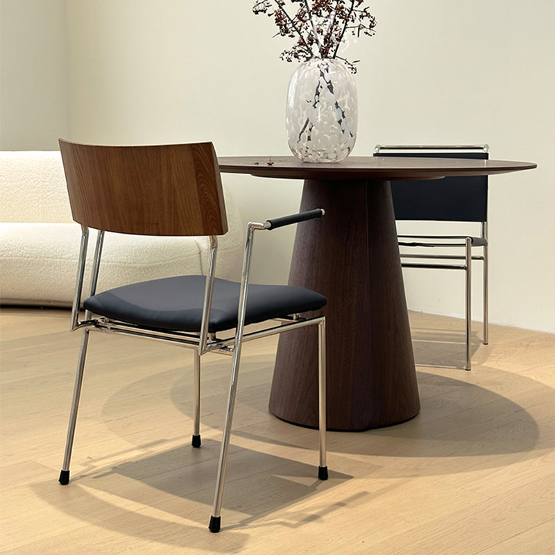 Casaconer | ダイニングチェア・木製背もたれ・スチール脚・幅50cm・肘掛けあり/なし・モダン・シンプル