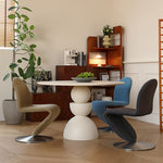 Casaconer | セラミックダイニングテーブル・丸食卓・白・黒・2色・モダンデザイン・球体ベース・2人/4人掛け・おしゃれ