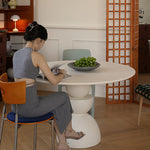 Casaconer | セラミックダイニングテーブル・丸食卓・白・黒・2色・モダンデザイン・球体ベース・2人/4人掛け・おしゃれ