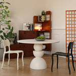 Casaconer | セラミックダイニングテーブル・丸食卓・白・黒・2色・モダンデザイン・球体ベース・2人/4人掛け・おしゃれ