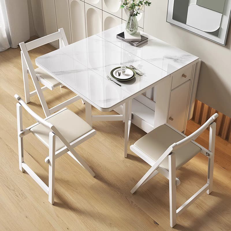 Casaconer | ダイニングテーブル・折りたたみ・4人・6人・折りたたみ・折り畳み・セラミック天板・テーブルのみ・ダイニング・幅150・シンプル・4人掛け用・6人掛け用・おしゃれ・食卓・北欧・アンティーク風・カフェ風・テーブル単品/5点セット