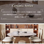 Casaconer | ダイニングテーブル・セラミック天板・天然木・伸長式・丸型変形・幅80cm/120cm・4人掛け/6人掛け・ウォルナットカラー・高級感・北欧風・おしゃれ・食卓テーブル