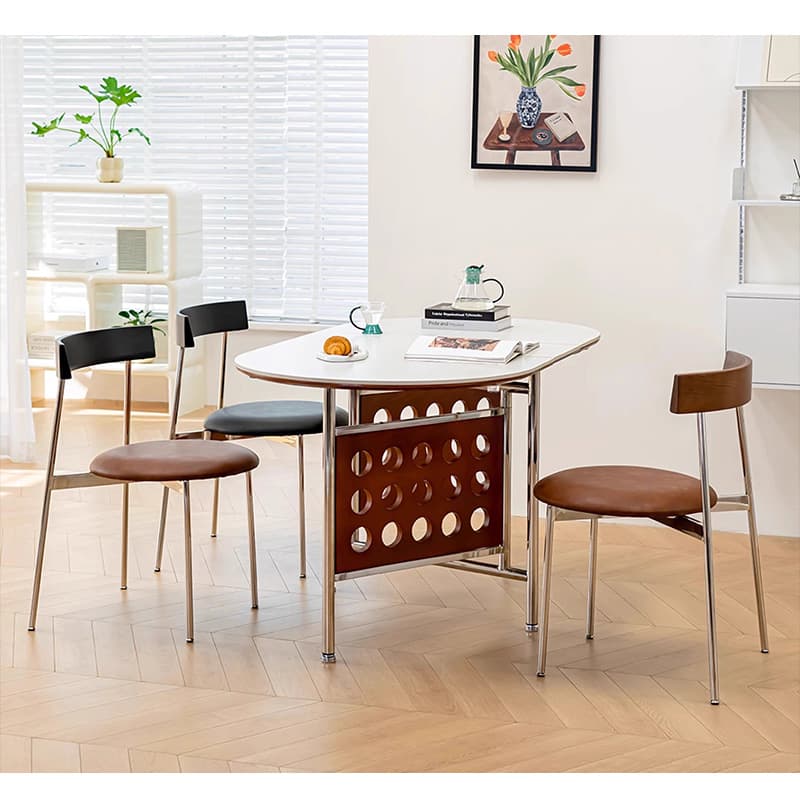 Casaconer | ダイニングテーブル・丸型・セラミック天板・幅30cm/150cm・2人掛け/4人掛け/6人掛け・伸長式・折りたたみ式・艶消し・スチール脚・モダン・北欧風・ブラック/ホワイト・おしゃれ・食卓