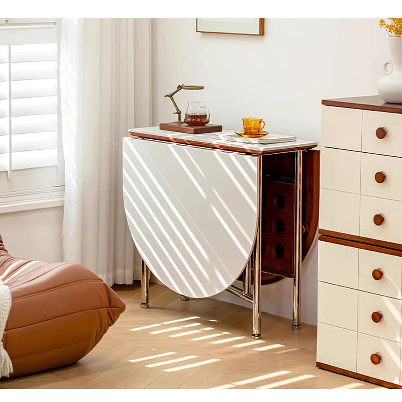 Casaconer | ダイニングテーブル・丸型・セラミック天板・幅30cm/150cm・2人掛け/4人掛け/6人掛け・伸長式・折りたたみ式・艶消し・スチール脚・モダン・北欧風・ブラック/ホワイト・おしゃれ・食卓