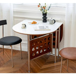 Casaconer | ダイニングテーブル・丸型・セラミック天板・幅30cm/150cm・2人掛け/4人掛け/6人掛け・伸長式・折りたたみ式・艶消し・スチール脚・モダン・北欧風・ブラック/ホワイト・おしゃれ・食卓