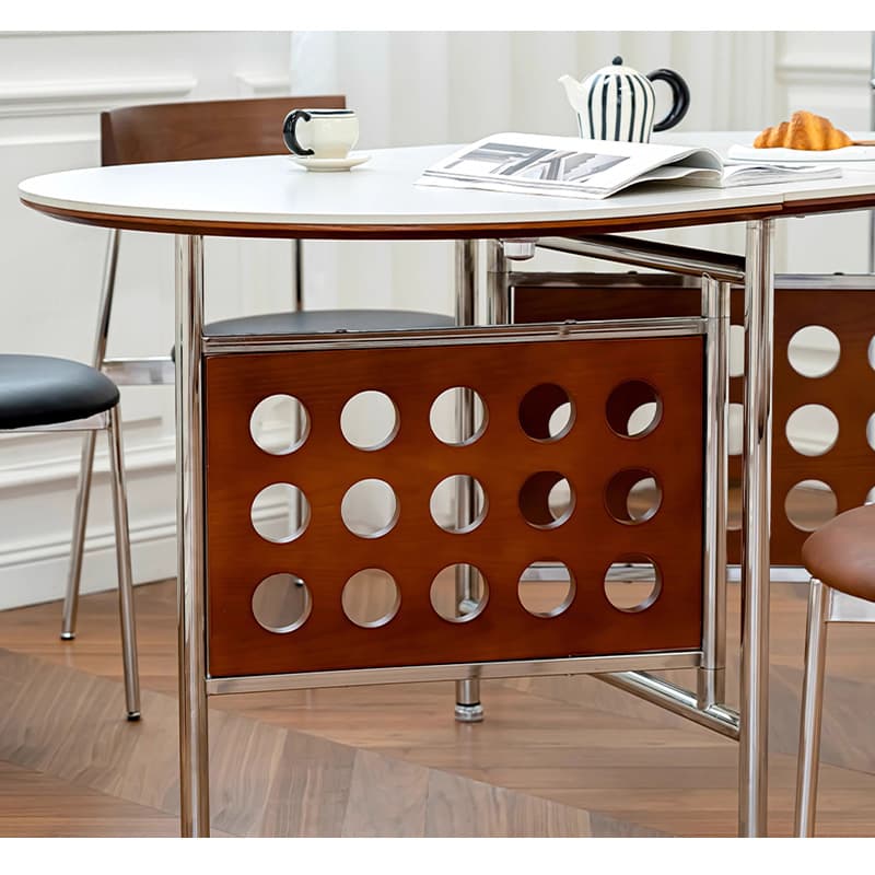 Casaconer | ダイニングテーブル・丸型・セラミック天板・幅30cm/150cm・2人掛け/4人掛け/6人掛け・伸長式・折りたたみ式・艶消し・スチール脚・モダン・北欧風・ブラック/ホワイト・おしゃれ・食卓