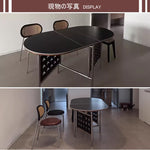 Casaconer | ダイニングテーブル・丸型・セラミック天板・幅30cm/150cm・2人掛け/4人掛け/6人掛け・伸長式・折りたたみ式・艶消し・スチール脚・モダン・北欧風・ブラック/ホワイト・おしゃれ・食卓