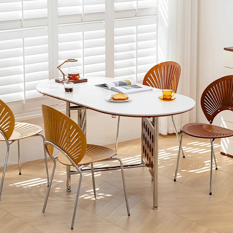 Casaconer | ダイニングテーブル・丸型・セラミック天板・幅30cm/150cm・2人掛け/4人掛け/6人掛け・伸長式・折りたたみ式・艶消し・スチール脚・モダン・北欧風・ブラック/ホワイト・おしゃれ・食卓