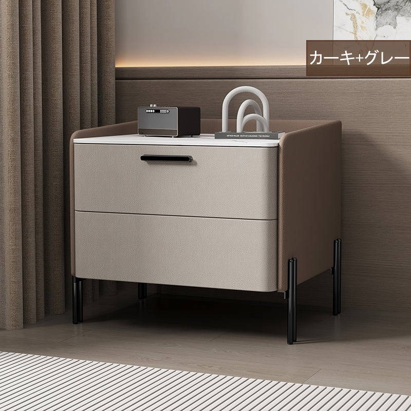 ナイトテーブル おしゃれ 北欧 サイドテーブル ベッド ソファサイド ベッドサイド 幅40/50 puレザー セラミック天板 収納 引き出し コンパクト 小物収納 寝室 リビング 引出しタイプ 省スペース