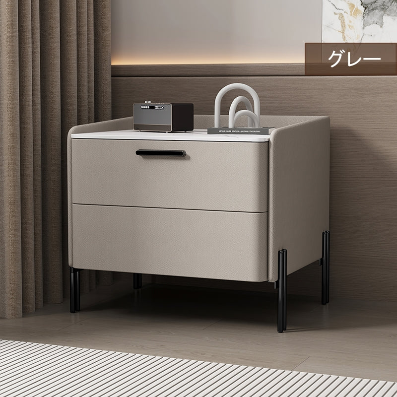ナイトテーブル おしゃれ 北欧 サイドテーブル ベッド ソファサイド ベッドサイド 幅40/50 puレザー セラミック天板 収納 引き出し コンパクト 小物収納 寝室 リビング 引出しタイプ 省スペース