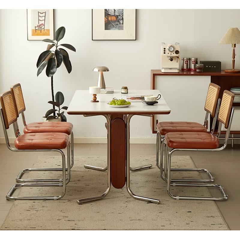 Casaconer | ダイニングテーブル・長方形・セラミック天板・幅120cm・4人掛け・収納棚付き・スチール脚・モダンデザイン・ブラック/ホワイト・コンパクト・おしゃれ・食卓テーブル・セラミックテーブル・単品