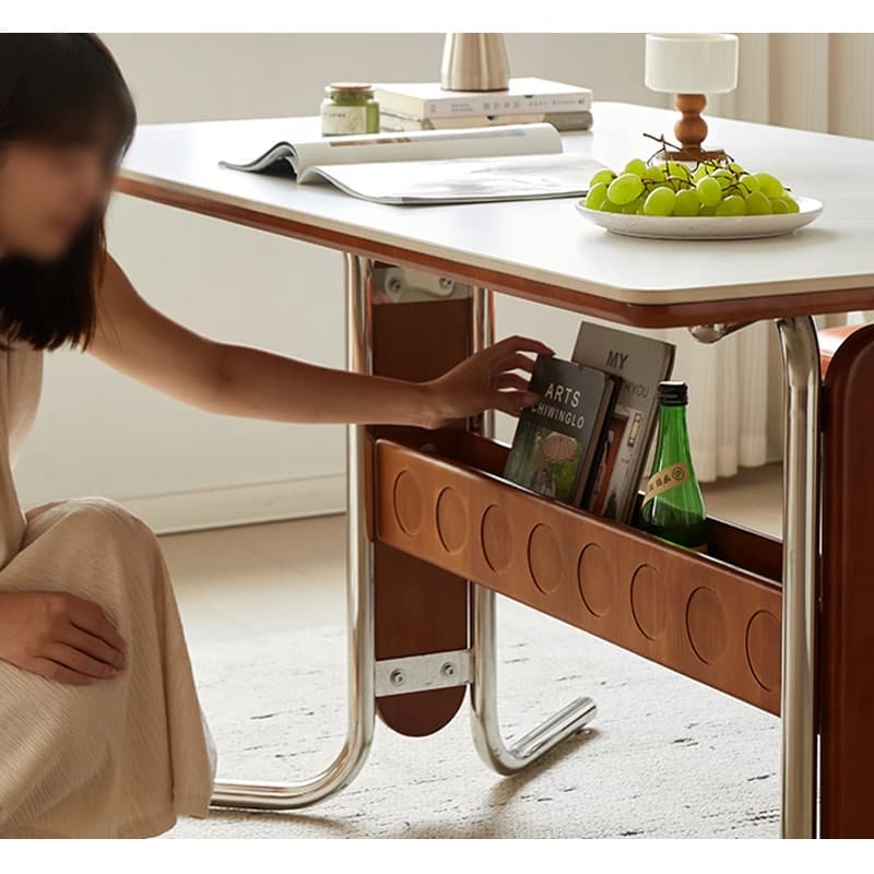 Casaconer | ダイニングテーブル・長方形・セラミック天板・幅120cm・4人掛け・収納棚付き・スチール脚・モダンデザイン・ブラック/ホワイト・コンパクト・おしゃれ・食卓テーブル・セラミックテーブル・単品