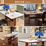 Casaconer | ダイニングテーブル・長方形・セラミック天板・幅120cm・4人掛け・収納棚付き・スチール脚・モダンデザイン・ブラック/ホワイト・コンパクト・おしゃれ・食卓テーブル・セラミックテーブル・単品