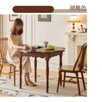 Casaconer | ダイニングテーブル・丸型・天然木製・直径100cm・高さ73cm・2人掛け/4人掛け・アンティーク調・波型天板・クラシックデザイン・ブラック/胡桃色