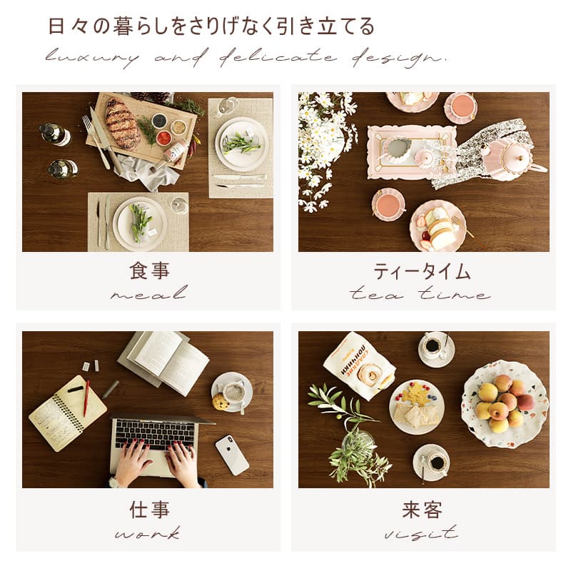 Casaconer | ダイニングテーブル・丸型・天然木製・直径100cm・高さ73cm・2人掛け/4人掛け・アンティーク調・波型天板・クラシックデザイン・ブラック/胡桃色