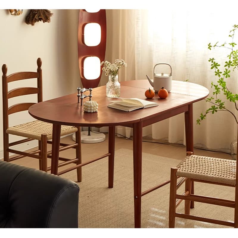 Casaconer | ダイニングテーブル・折りたたみ・丸型・長方形・幅75cm/150cm・2人掛け/4人掛け・伸長式・天然木製・半円折畳み・ウォルナットカラー・北欧風・食卓テーブル・木目・ウォルナットカラー・胡桃色