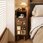 【脚の取り付けが必要】ナイトテーブル サイドテーブル ベッドサイドチェスト ベッドサイド 木製 収納 おしゃれ コンセント 引き出し シンプル モダン ナチュラル 寝室収納 読書 スリム コンパクト ダークブラウン