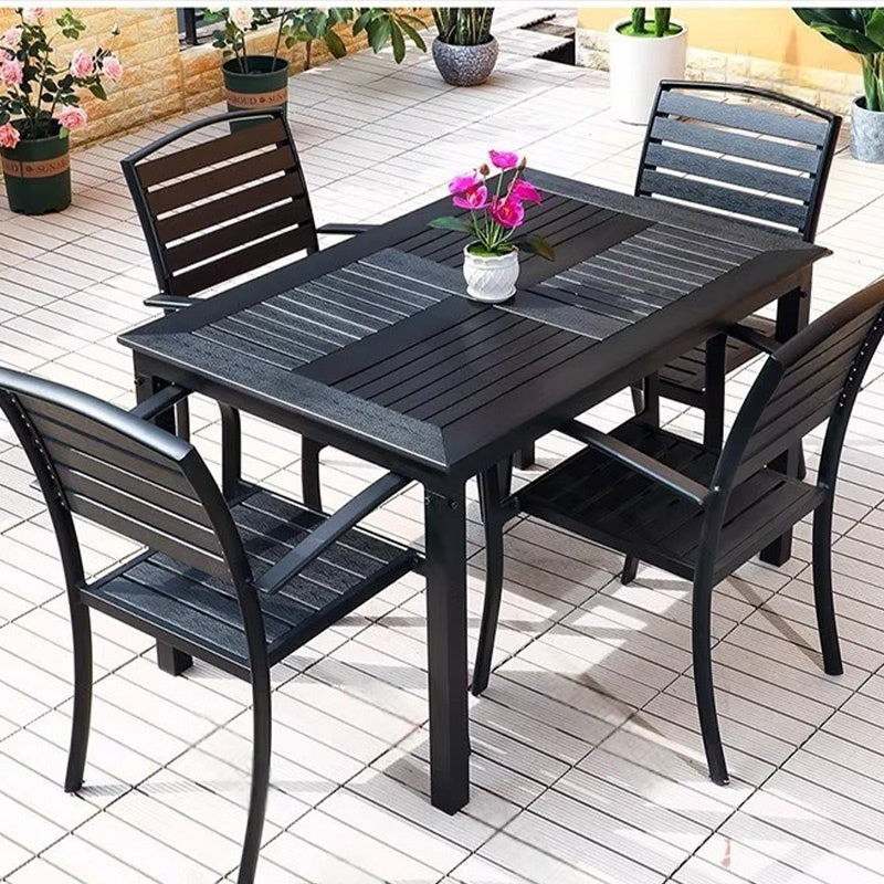 Casaconer | ガーデンテーブルセット・幅120cm・4人掛け・屋外対応・コンパクト設計・選べるチェアタイプ(PVC/木目調)・ブラック・アウトドア
