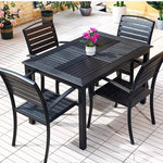 Casaconer | ガーデンテーブルセット・幅120cm・4人掛け・屋外対応・コンパクト設計・選べるチェアタイプ(PVC/木目調)・ブラック・アウトドア