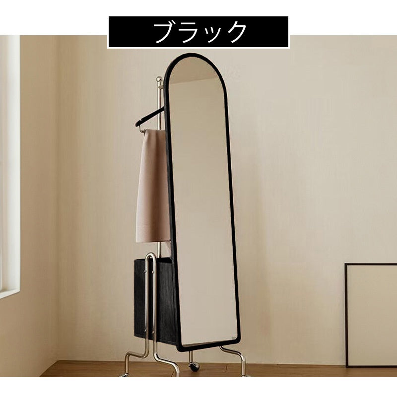 スタンドミラー 全身 ラック 要組立品 鏡付き 木製 全身鏡 収納棚 姿見 収納 鏡 付き ドレッサー メイク コスメ 玄関 リビング収納 ミラー ミラーラック 姿見ドレッサー キャスター付き おしゃれ