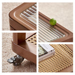 Casaconer | センターテーブル・ガラス・ラタン調・おしゃれ・北欧・モダン・ナチュラル・収納・リビングテーブル・リビング・幅60