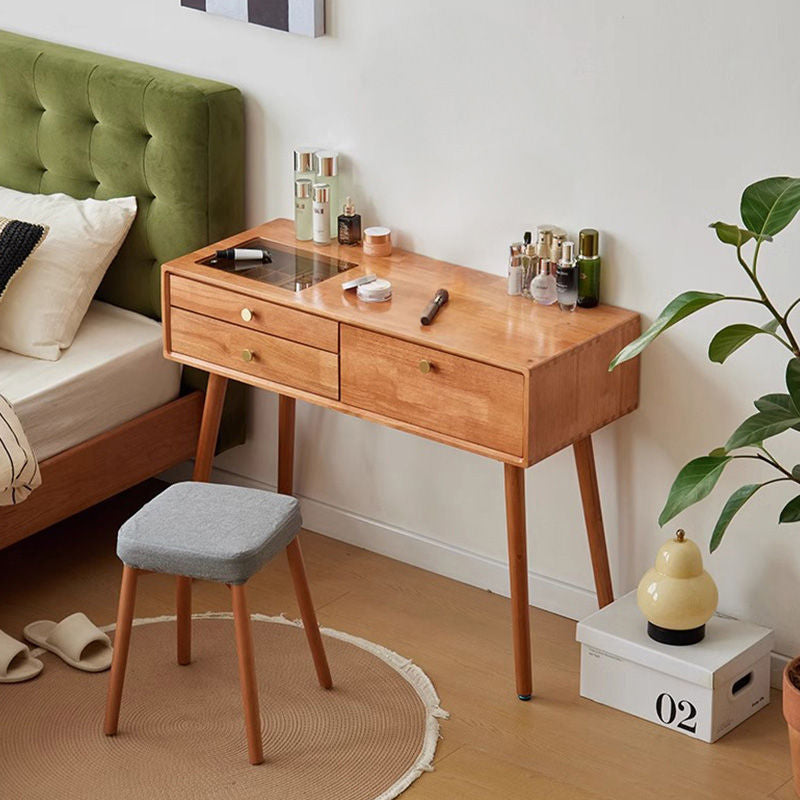 Casaconer | ドレッサー・テーブル・メイクテーブル・カフェ・化粧台・デスク・おしゃれ・卓上・コンパクト・木製・木・幅80cm・省スペース・収納・スリム・鏡台・パソコンデスク・ワンルーム・一人暮らし・可愛い・北欧・ナチュラル・引き出し付き