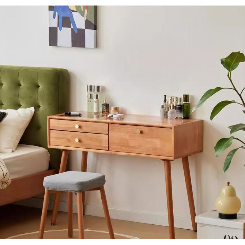 Casaconer | ドレッサー・テーブル・メイクテーブル・カフェ・化粧台・デスク・おしゃれ・卓上・コンパクト・木製・木・幅80cm・省スペース・収納・スリム・鏡台・パソコンデスク・ワンルーム・一人暮らし・可愛い・北欧・ナチュラル・引き出し付き
