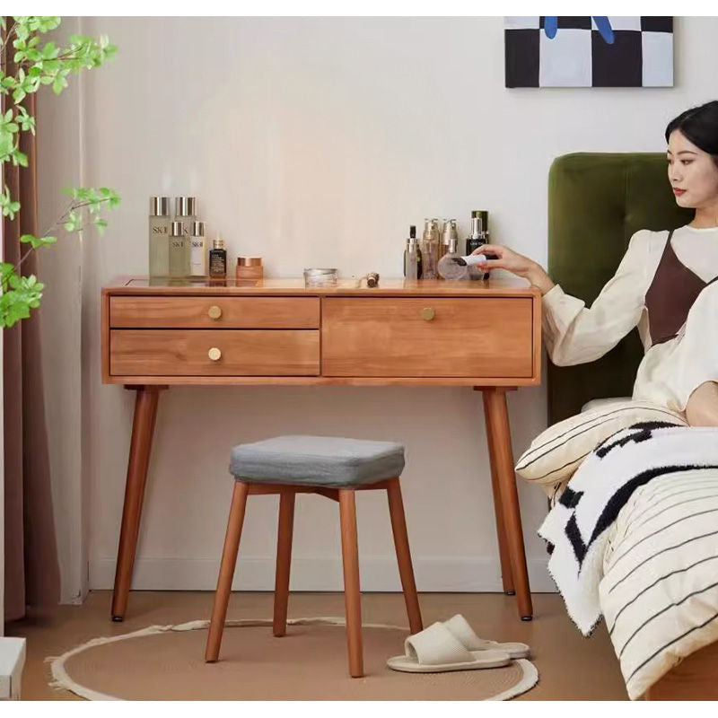 Casaconer | ドレッサー・テーブル・メイクテーブル・カフェ・化粧台・デスク・おしゃれ・卓上・コンパクト・木製・木・幅80cm・省スペース・収納・スリム・鏡台・パソコンデスク・ワンルーム・一人暮らし・可愛い・北欧・ナチュラル・引き出し付き