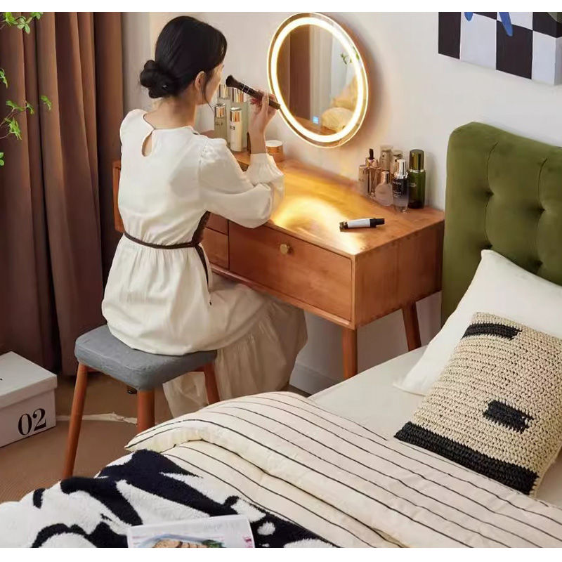 Casaconer | ドレッサー・テーブル・メイクテーブル・カフェ・化粧台・デスク・おしゃれ・卓上・コンパクト・木製・木・幅80cm・省スペース・収納・スリム・鏡台・パソコンデスク・ワンルーム・一人暮らし・可愛い・北欧・ナチュラル・引き出し付き