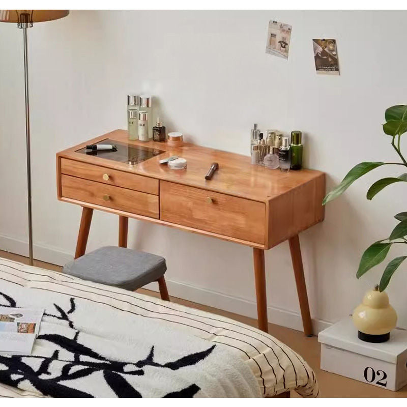 Casaconer | ドレッサー・テーブル・メイクテーブル・カフェ・化粧台・デスク・おしゃれ・卓上・コンパクト・木製・木・幅80cm・省スペース・収納・スリム・鏡台・パソコンデスク・ワンルーム・一人暮らし・可愛い・北欧・ナチュラル・引き出し付き