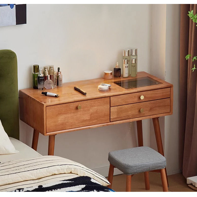 Casaconer | ドレッサー・テーブル・メイクテーブル・カフェ・化粧台・デスク・おしゃれ・卓上・コンパクト・木製・木・幅80cm・省スペース・収納・スリム・鏡台・パソコンデスク・ワンルーム・一人暮らし・可愛い・北欧・ナチュラル・引き出し付き