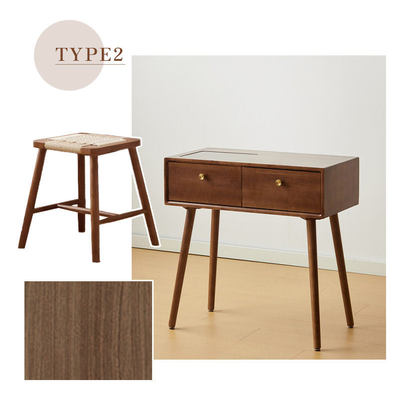 Casaconer | ドレッサー・テーブル・メイクテーブル・カフェ・化粧台・デスク・おしゃれ・卓上・コンパクト・木製・木・幅80cm・省スペース・収納・スリム・鏡台・パソコンデスク・ワンルーム・一人暮らし・可愛い・北欧・ナチュラル・引き出し付き