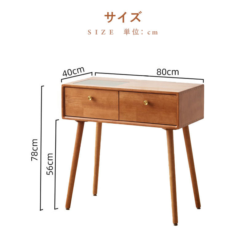 Casaconer | ドレッサー・テーブル・メイクテーブル・カフェ・化粧台・デスク・おしゃれ・卓上・コンパクト・木製・木・幅80cm・省スペース・収納・スリム・鏡台・パソコンデスク・ワンルーム・一人暮らし・可愛い・北欧・ナチュラル・引き出し付き