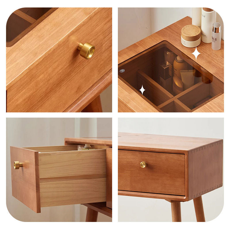 Casaconer | ドレッサー・テーブル・メイクテーブル・カフェ・化粧台・デスク・おしゃれ・卓上・コンパクト・木製・木・幅80cm・省スペース・収納・スリム・鏡台・パソコンデスク・ワンルーム・一人暮らし・可愛い・北欧・ナチュラル・引き出し付き