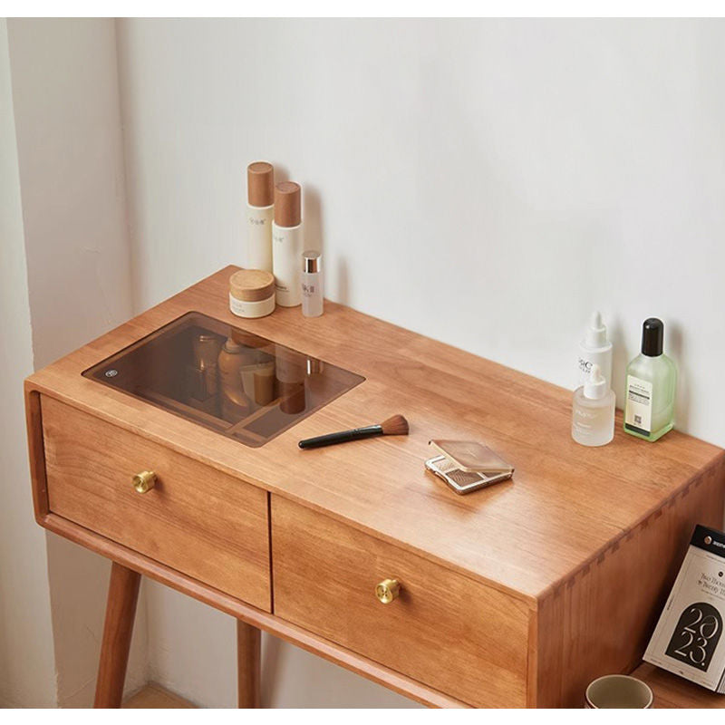 Casaconer | ドレッサー・テーブル・メイクテーブル・カフェ・化粧台・デスク・おしゃれ・卓上・コンパクト・木製・木・幅80cm・省スペース・収納・スリム・鏡台・パソコンデスク・ワンルーム・一人暮らし・可愛い・北欧・ナチュラル・引き出し付き