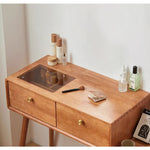 Casaconer | ドレッサー・テーブル・メイクテーブル・カフェ・化粧台・デスク・おしゃれ・卓上・コンパクト・木製・木・幅80cm・省スペース・収納・スリム・鏡台・パソコンデスク・ワンルーム・一人暮らし・可愛い・北欧・ナチュラル・引き出し付き