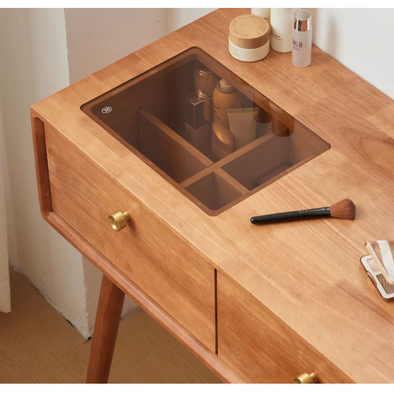 Casaconer | ドレッサー・テーブル・メイクテーブル・カフェ・化粧台・デスク・おしゃれ・卓上・コンパクト・木製・木・幅80cm・省スペース・収納・スリム・鏡台・パソコンデスク・ワンルーム・一人暮らし・可愛い・北欧・ナチュラル・引き出し付き