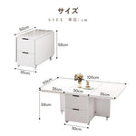 Casaconer | バタフライテーブル・折りたたみ・ダイニングテーブル・幅100cm/120cm・収納付き・キャスター付き・引き出し付き・作業台・昇降なし・折り畳みテーブル・多機能テーブル・キッチンワゴン・ワークデスク・ベージュ(大理石柄)/ホワイト