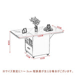 Casaconer | バタフライテーブル・折りたたみ・ダイニングテーブル・幅100cm/120cm・収納付き・キャスター付き・引き出し付き・作業台・昇降なし・折り畳みテーブル・多機能テーブル・キッチンワゴン・ワークデスク・ベージュ(大理石柄)/ホワイト