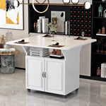 Casaconer | バタフライテーブル・折りたたみ・ダイニングテーブル・収納付き・キャスター付き・引き出し付き・作業台・昇降なし・折り畳みテーブル・多機能テーブル・キッチンワゴン・ワークデスク・ベージュ(大理石柄)/ホワイト