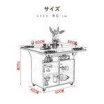 Casaconer | カウンターテーブル・折りたたみ式・幅80cm/120cm・4人掛け/6人掛け・コンパクト収納・キャスター付き・大理石調・白天板・オープン収納付き