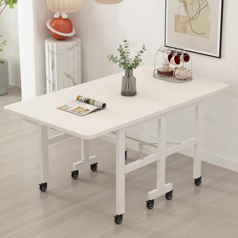 Casaconer | ダイニングテーブル・折りたたみ・伸縮テーブル・キャスター付き・幅100/120cm・省スペース・食卓テーブル・コンパクトテーブル・机・おしゃれ・ホワイト/ブラック/ナチュラル・高さ75cm・収納便利・作業台・6人用可