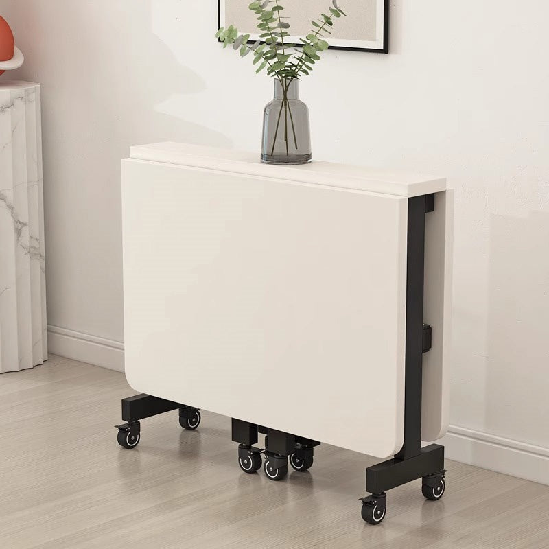 Casaconer | ダイニングテーブル・折りたたみ・伸縮テーブル・キャスター付き・幅100/120cm・省スペース・食卓テーブル・コンパクトテーブル・机・おしゃれ・ホワイト/ブラック/ナチュラル・高さ75cm・収納便利・作業台・6人用可