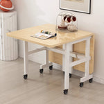 Casaconer | ダイニングテーブル・折りたたみ・伸縮テーブル・キャスター付き・幅100/120cm・省スペース・食卓テーブル・コンパクトテーブル・机・おしゃれ・ホワイト/ブラック/ナチュラル・高さ75cm・収納便利・作業台・6人用可