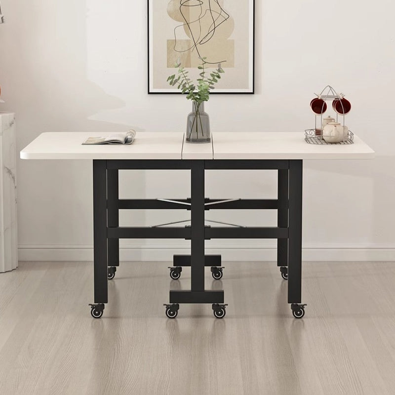 Casaconer | ダイニングテーブル・折りたたみ・伸縮テーブル・キャスター付き・幅100/120cm・省スペース・食卓テーブル・コンパクトテーブル・机・おしゃれ・ホワイト/ブラック/ナチュラル・高さ75cm・収納便利・作業台・6人用可