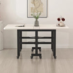 Casaconer | ダイニングテーブル・折りたたみ・伸縮テーブル・キャスター付き・幅100/120cm・省スペース・食卓テーブル・コンパクトテーブル・机・おしゃれ・ホワイト/ブラック/ナチュラル・高さ75cm・収納便利・作業台・6人用可