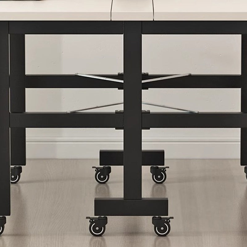 Casaconer | ダイニングテーブル・折りたたみ・伸縮テーブル・キャスター付き・幅100/120cm・省スペース・食卓テーブル・コンパクトテーブル・机・おしゃれ・ホワイト/ブラック/ナチュラル・高さ75cm・収納便利・作業台・6人用可